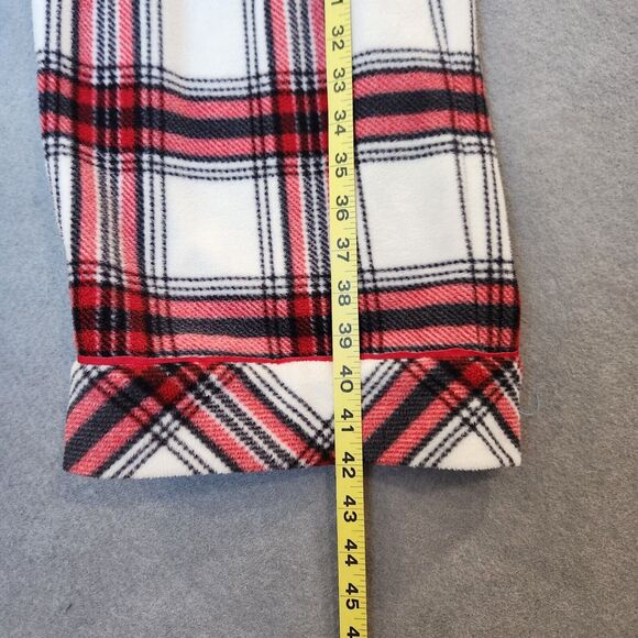 PajamaGram Mens Fleece Pajama Set XL Red White Plaid Long Sleeve Wide Leg PJs - Picture 14 of 16
